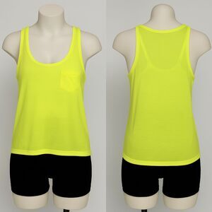 H&M Bright Neon Yellow Tank Top with Sheer Back – Size Small